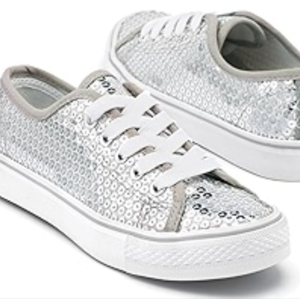 Dance Shoes Balera Lo-cut Silver Size 4 Adult Medium Sneakers Hi-Shine Sequin
